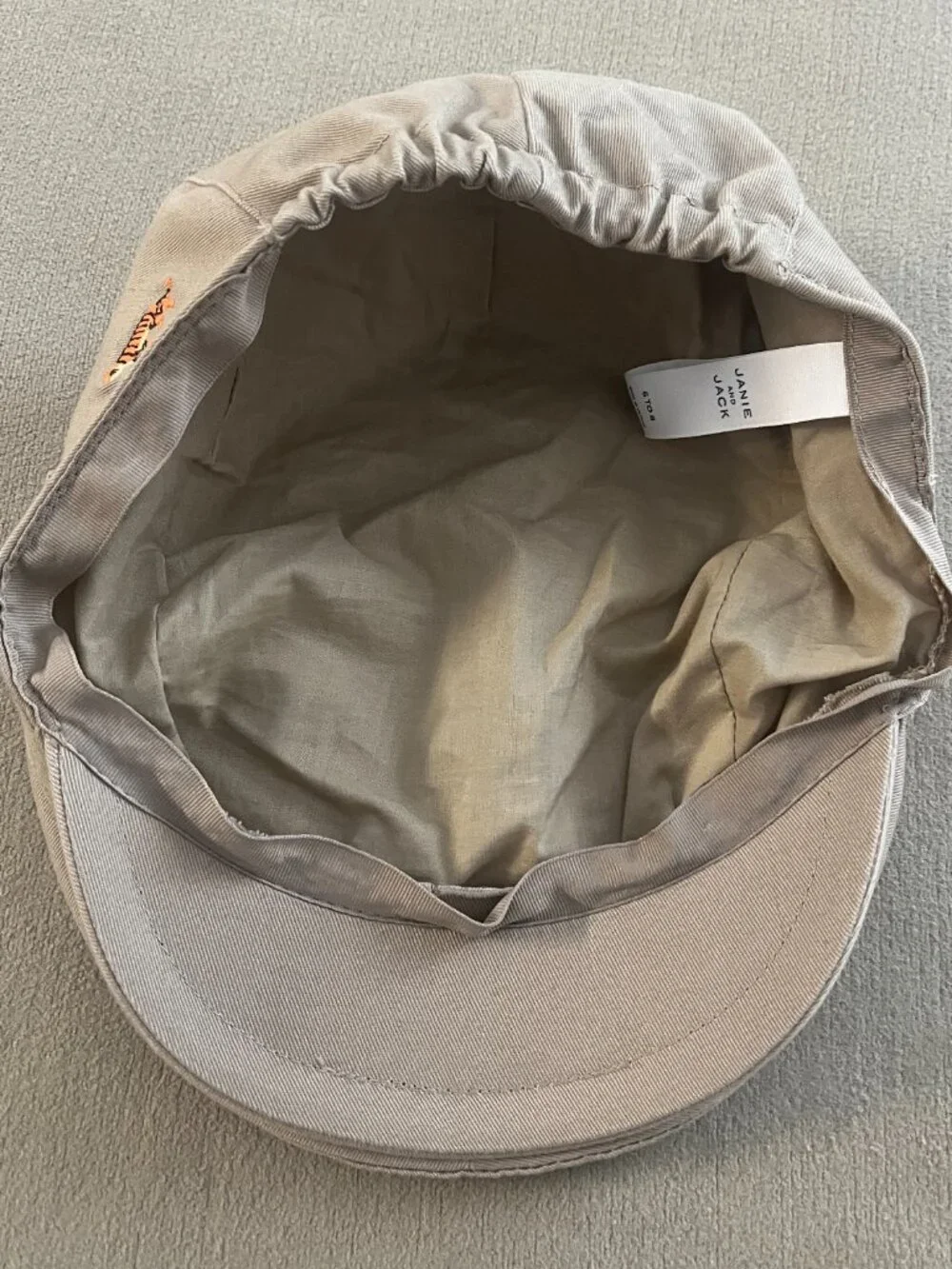 Janie and Jack Newsboy Lining Beige/Tan Boys Lining Hat Size 6-8